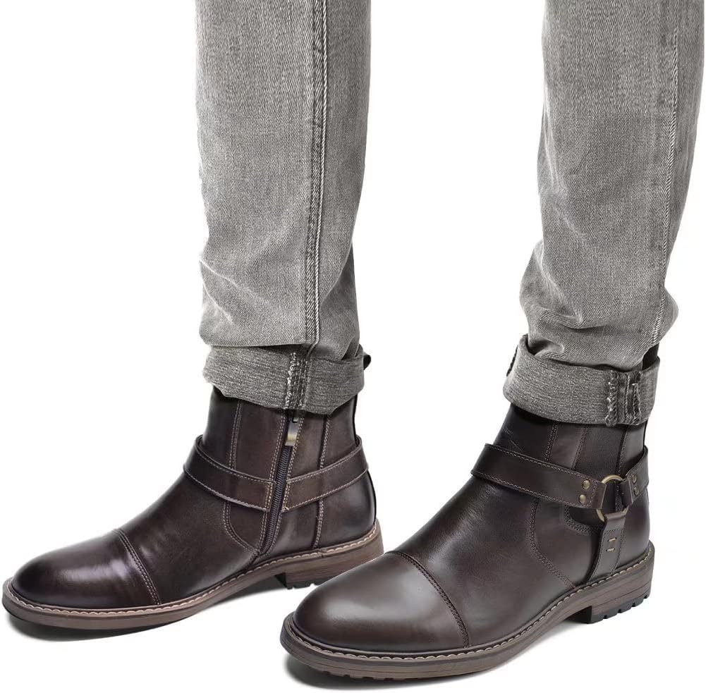 Men’s Pointed Toe Lace Up Ankle Boots, British Style Business Wedding Dress Boots Image 2