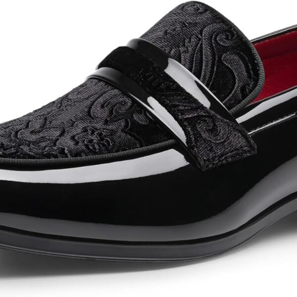 Men’s Velvet Tuxedo Slip On Dress Shoes – Classic Formal Loafers