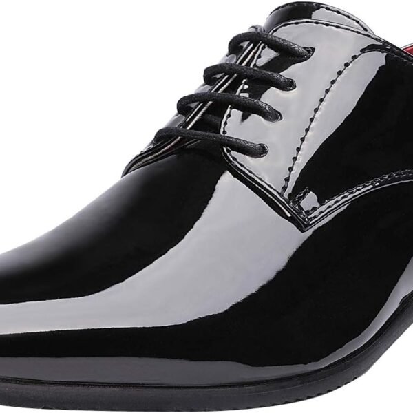 Men’s Faux Patent Leather Tuxedo Formal Shoes – Classic Lace Up Oxford Style
