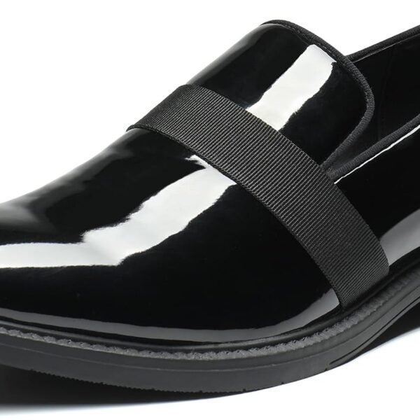 Men’s Patent Leather Slip On Tuxedo Loafers – Formal Dress Shoes