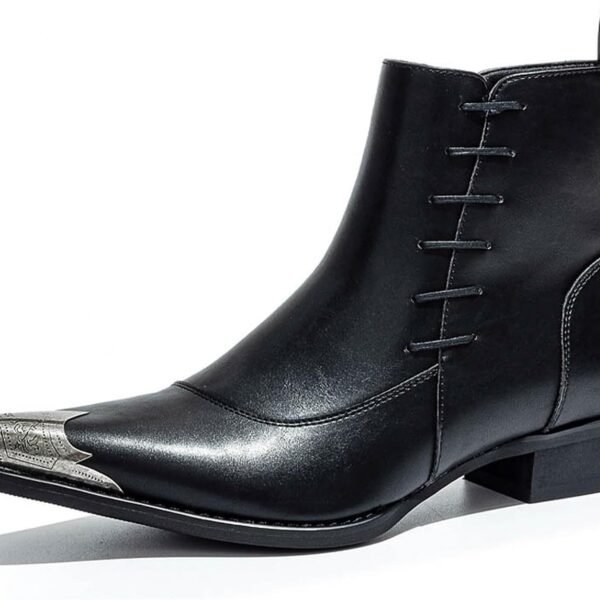 Men’s Oxford Lace Up Ankle Boots, Side Zipper Business Casual Leather Boots