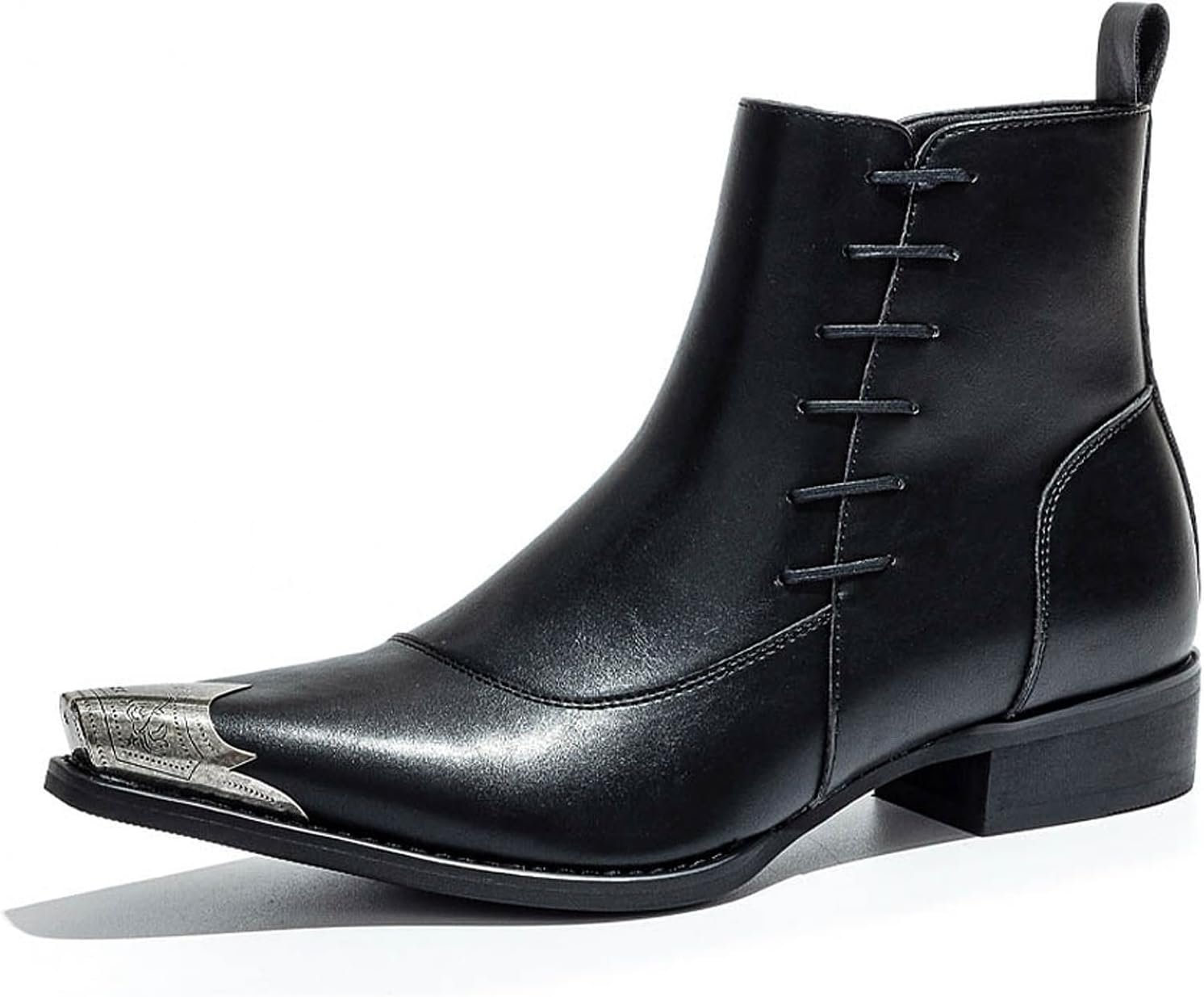 Men’s Oxford Lace Up Ankle Boots, Side Zipper Business Casual Leather Boots