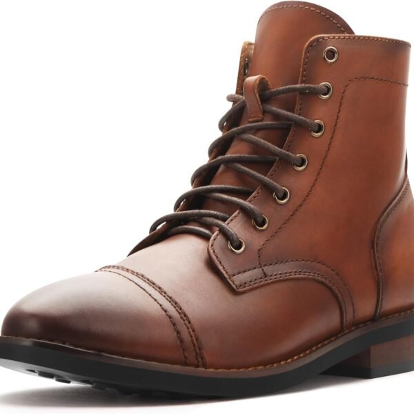 Men’s Classic Leather Side Zip Ankle Boots, Business Casual Dress Boots