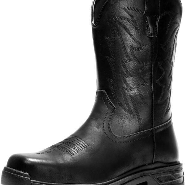 Men’s Metal Toe Cap Chelsea Boots, Side Zipper Comfortable Dress Ankle Boots