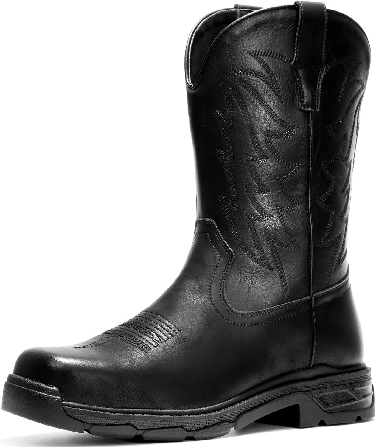 Men’s Metal Toe Cap Chelsea Boots, Side Zipper Comfortable Dress Ankle Boots