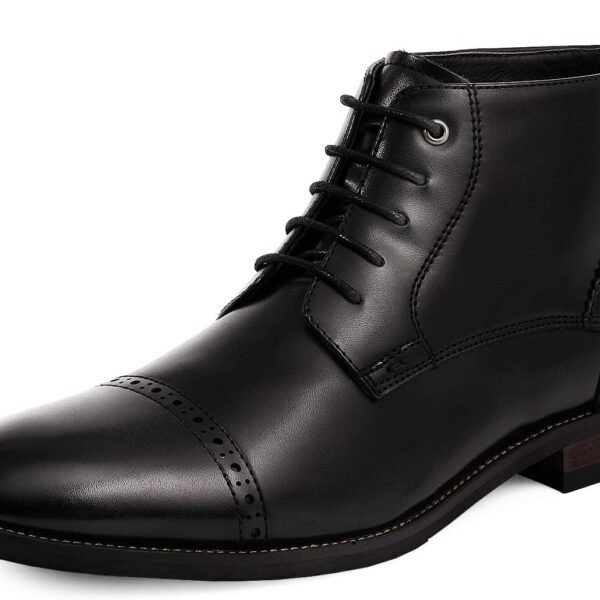 Men’s Oxford Style Dress Ankle Boots, Minimal Business Casual Leather Boots