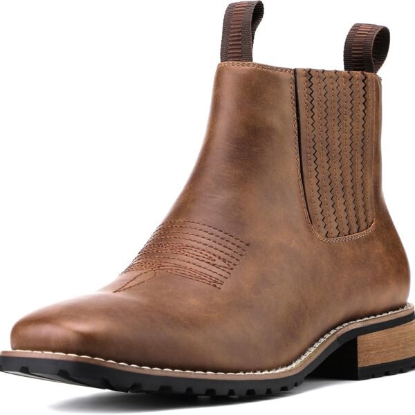 Men’s Patent Leather Chunky Combat Boots, Wide Toe Lace Up Side Zip Ankle Boots