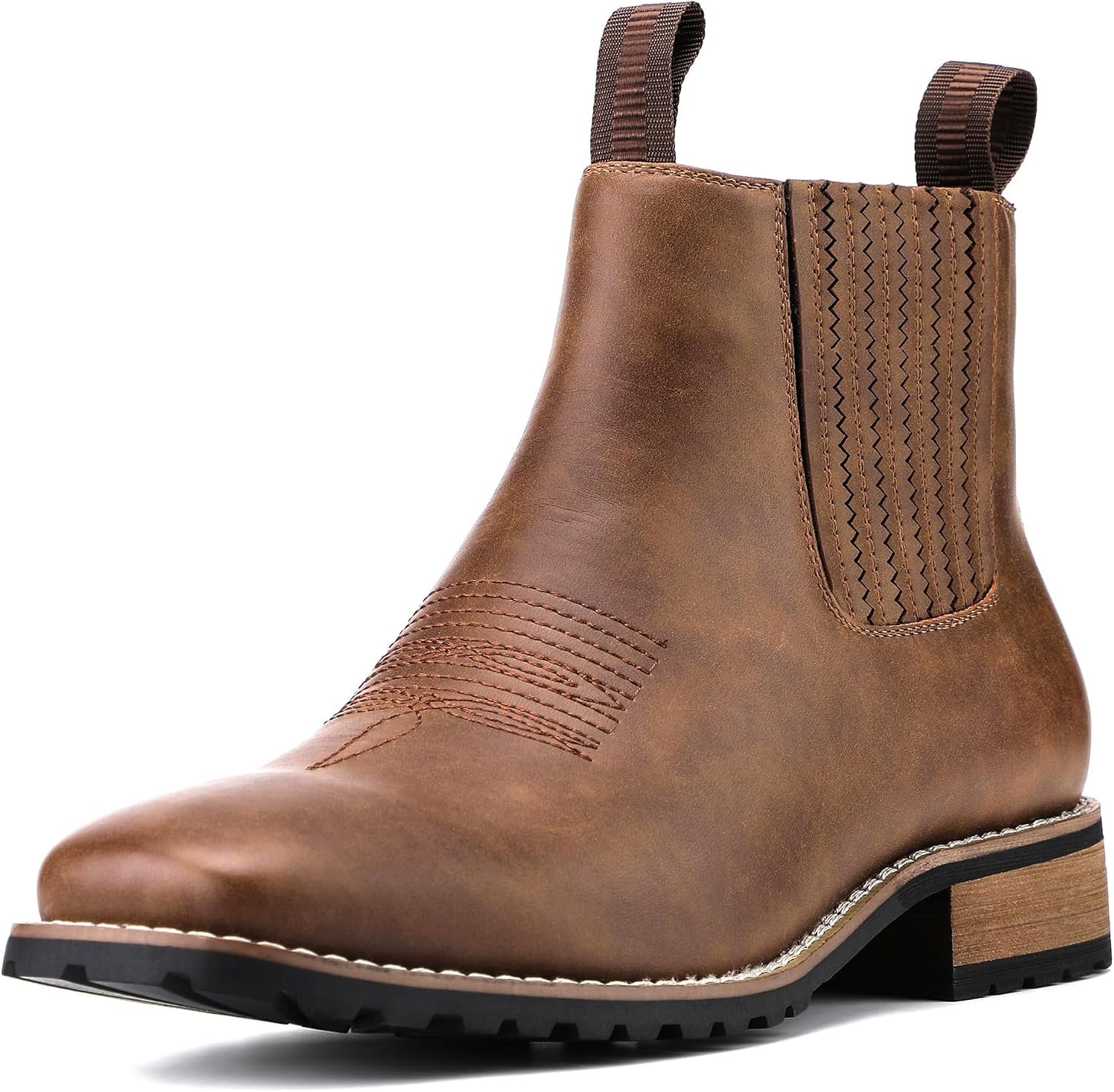 Men’s Patent Leather Chunky Combat Boots, Wide Toe Lace Up Side Zip Ankle Boots