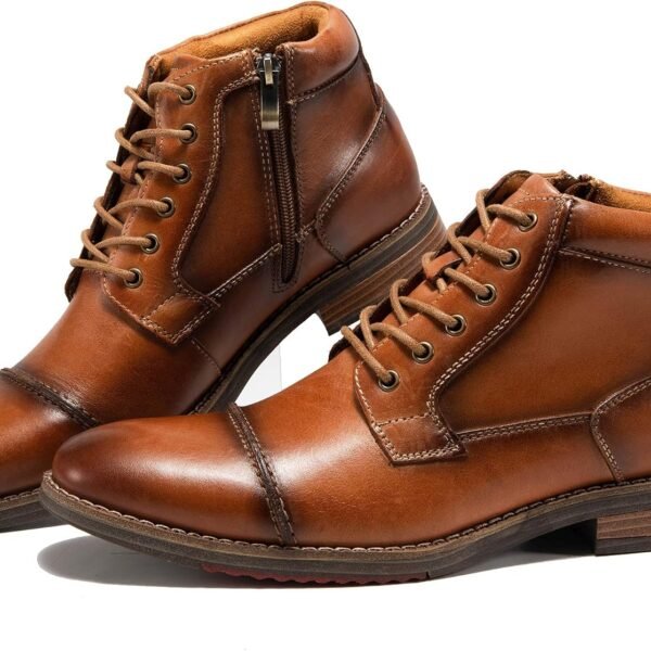 Men’s High Top Lace Up Combat Boots, Motorcycle Style Casual Work Boots