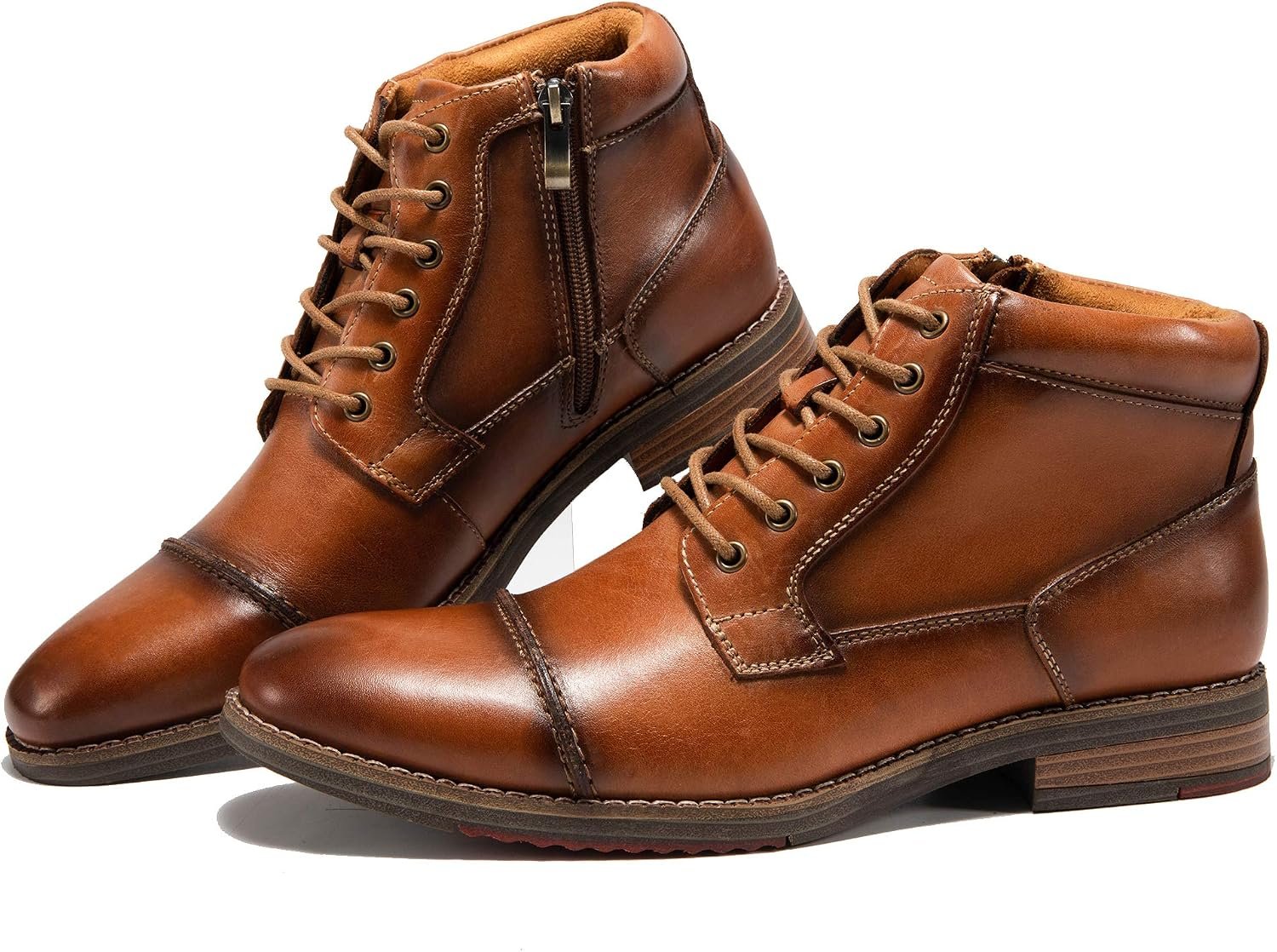 Men’s High Top Lace Up Combat Boots, Motorcycle Style Casual Work Boots