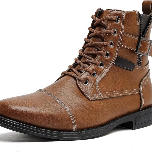 Men’s Genuine Leather Lace Up Dress Boots, Classic Casual Ankle Boots
